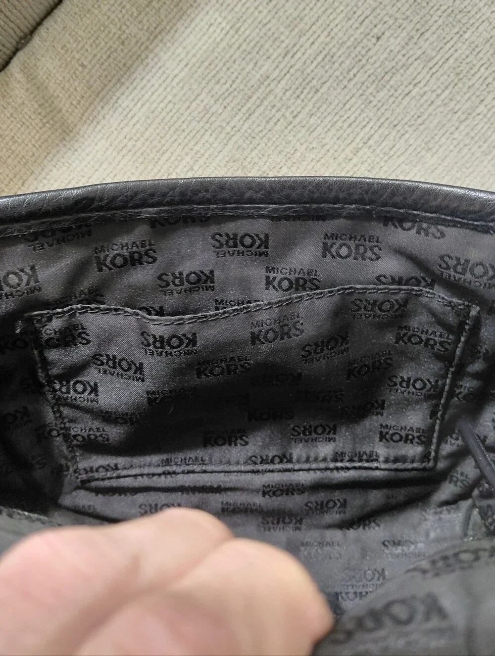 Michael Kors Black Leather Crossbody with Gold MK Emblem